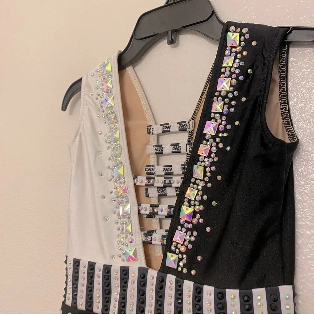 Glamour XLA Adult Black White Dance Costume Competition Solo Jazz Contemporary
